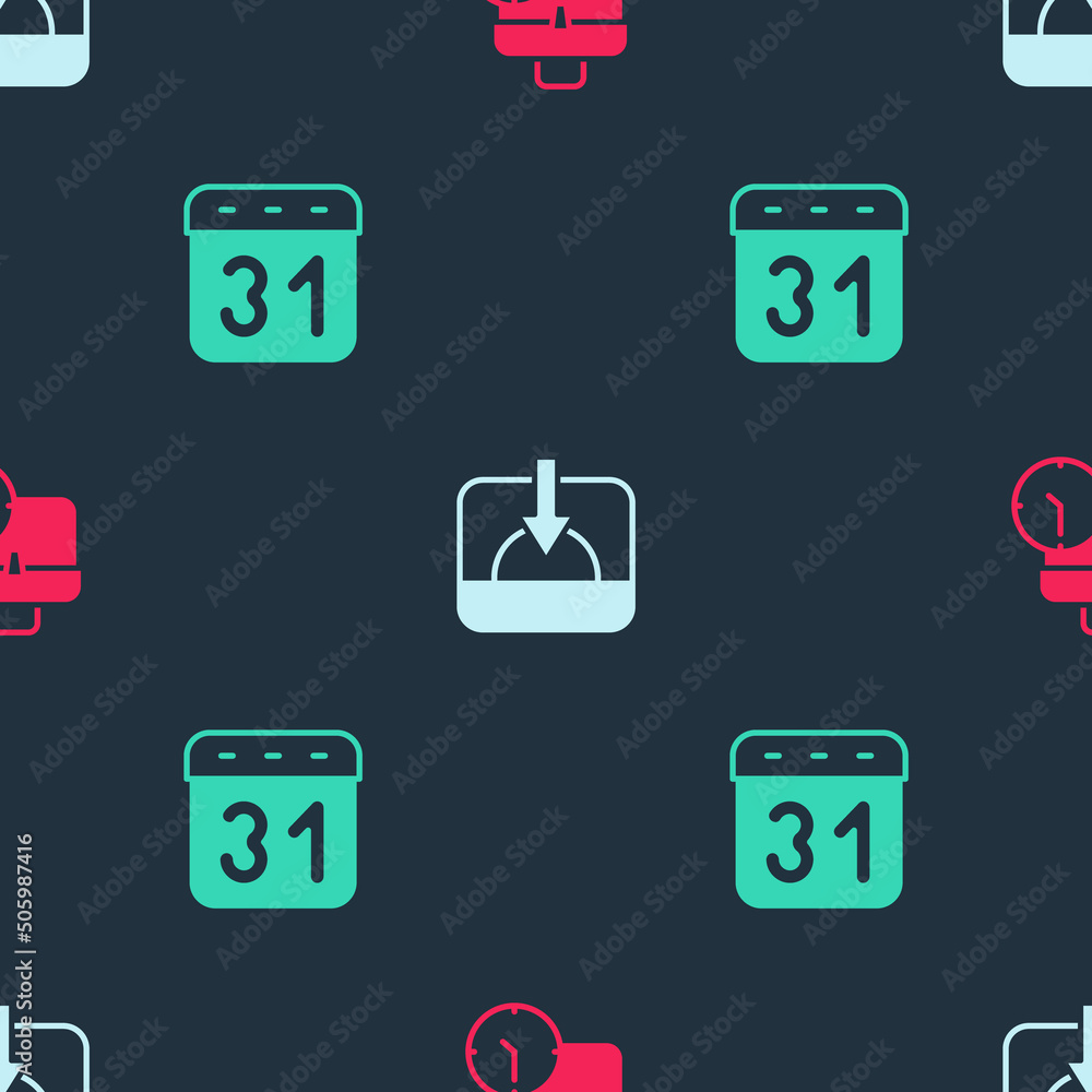 Set Work time, Sunset and Calendar on seamless pattern. Vector Set Work time, Sunset and Calendar on seamless pattern. Vector