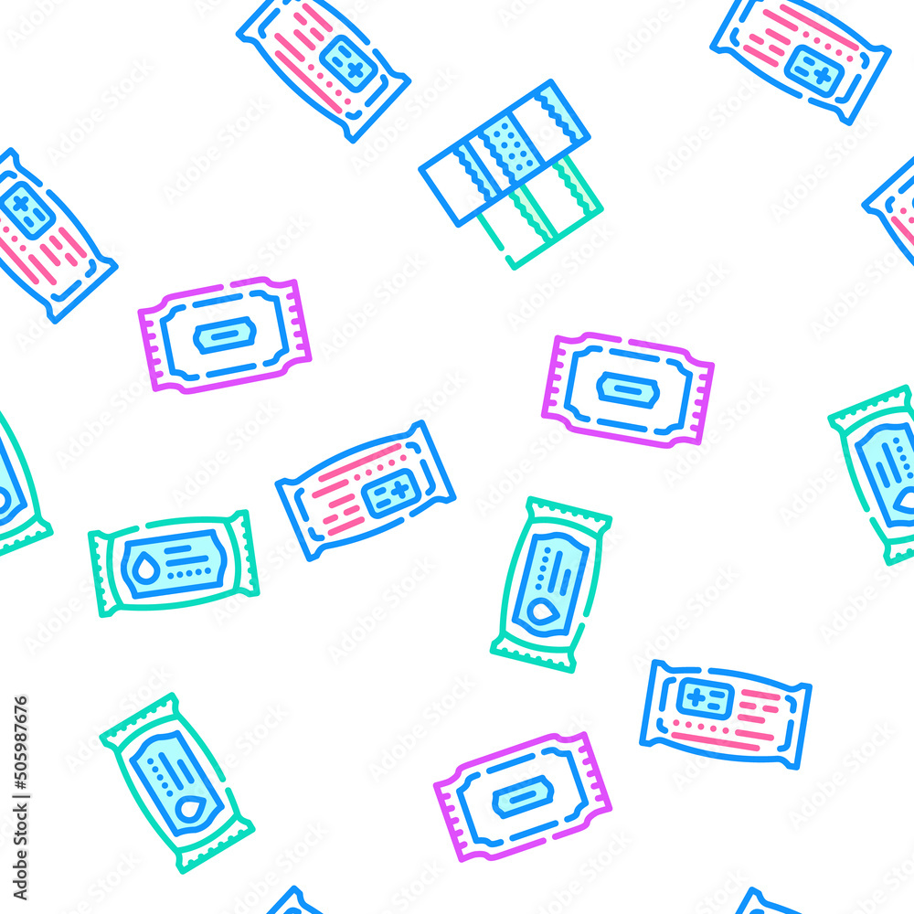 Fototapeta premium Tissue Paper And Napkin Package Vector Seamless Pattern Color Line Illustration