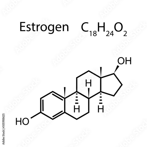 Estrogen Hormone Molecule. Skeletal Formula. Vector Illustration.