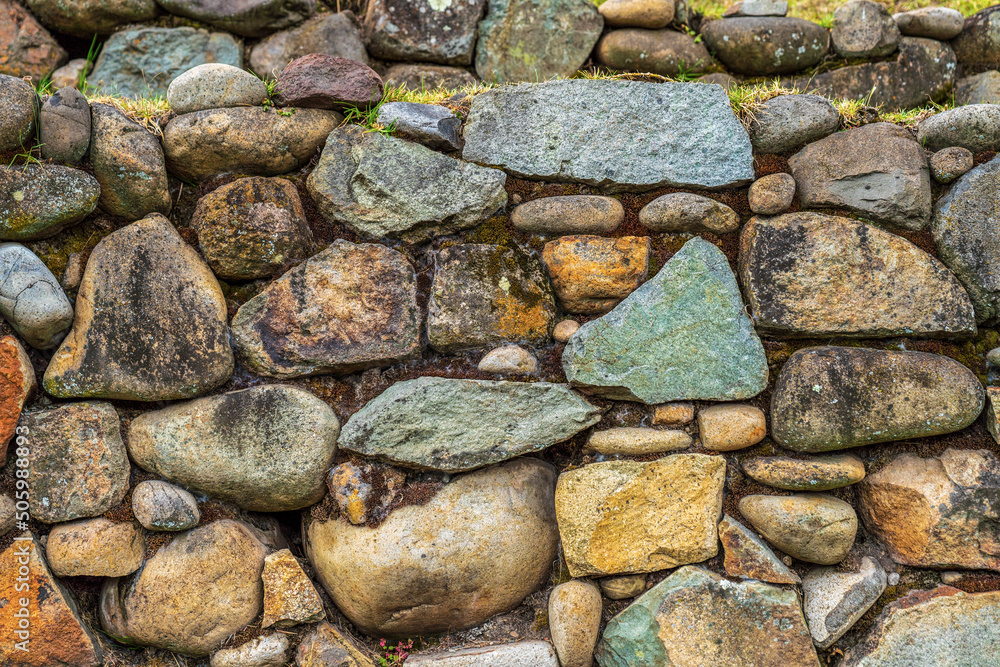 The Indians of Ecuador built the wall with stones The Indians of Ecuador built the wall with stones