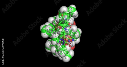 Cyclosporine, 3D molecule, spinning 4K photo