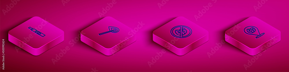 Set Isometric line Electronic cigarette, Burning match with fire, No tobacco leaf and Tobacco icon. Vector Set Isometric line Electronic cigarette, Burning match with fire, No tobacco leaf and Tobacco icon. Vector