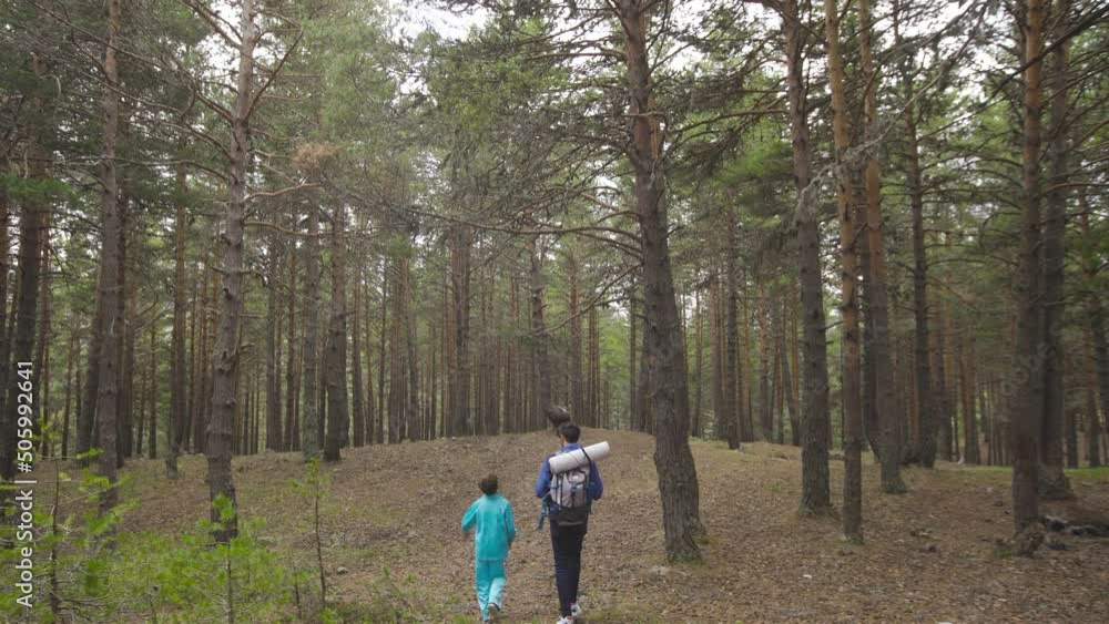 Two brothers walking in the forest. Hiking.
While the two brothers are wandering in the forest, the younger brother shows the trees and laughs.
Two brothers walking in the forest. Hiking.
While the two brothers are wandering in the forest, the younger brother shows the trees and laughs.