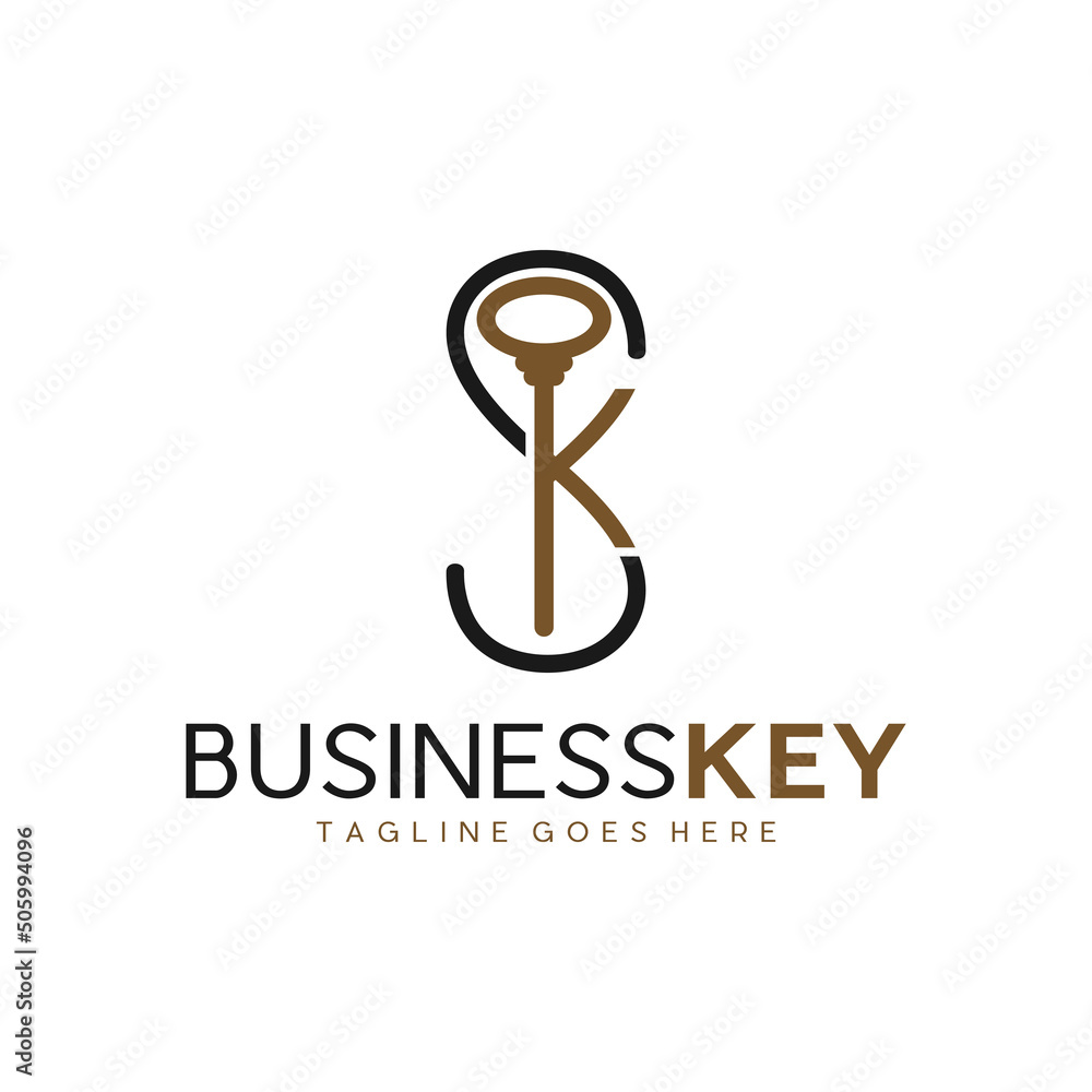 business key illustration logo with letter SK business key illustration logo with letter SK
