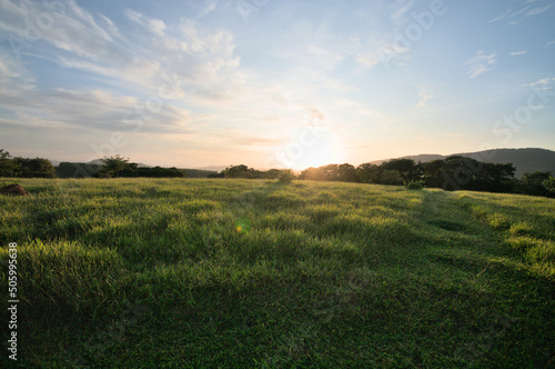 Brazil Minas Gerais Caxambu Fields Sunset