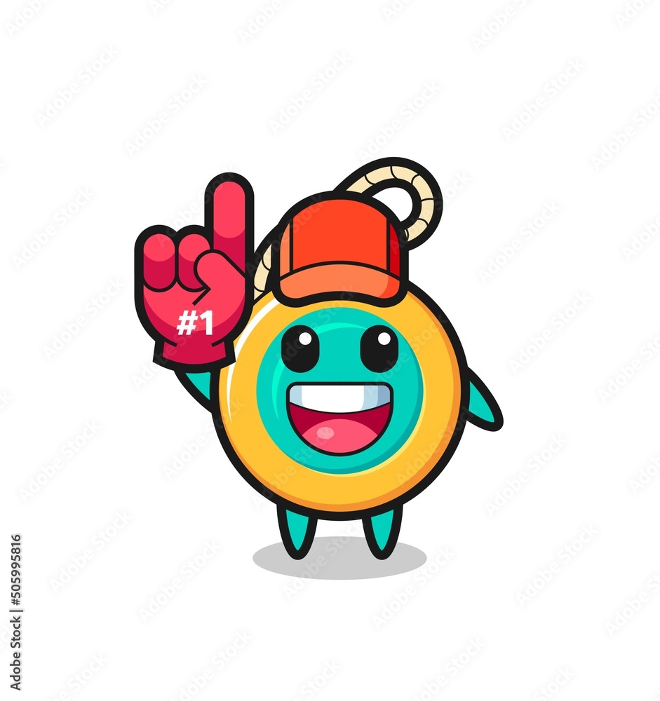 yoyo illustration cartoon with number 1 fans glove yoyo illustration cartoon with number 1 fans glove