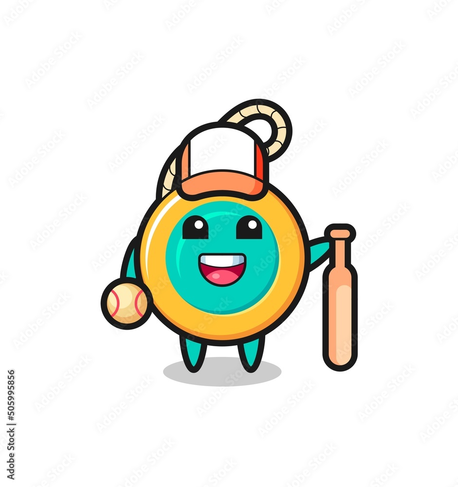 Cartoon character of yoyo as a baseball player