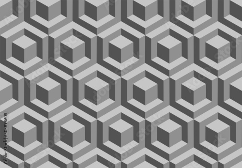 Seamless geometric hexagons pattern. 3D illusion. Vector art.
