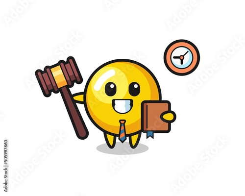 Mascot cartoon of egg yolk as a judge