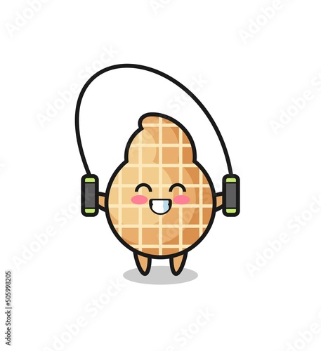peanut character cartoon with skipping rope
