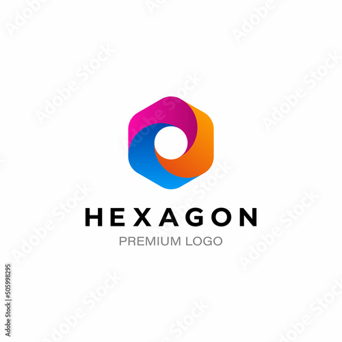 3D modern gradient Hexagon sphere logo design template. Vector illustration