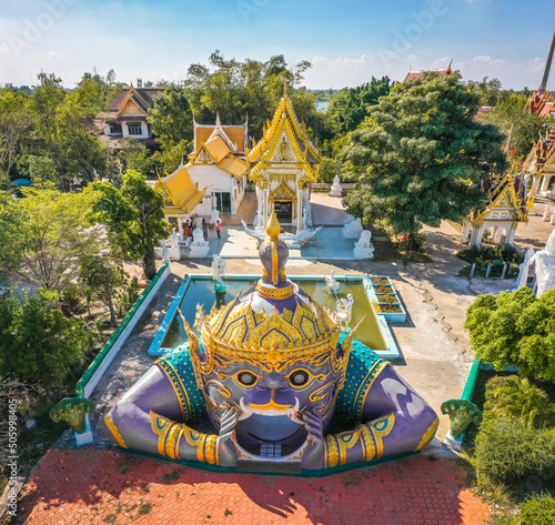 Wat Khung Tha Lao temple with hanuman head entrance, in Lopburi, Thailand photo