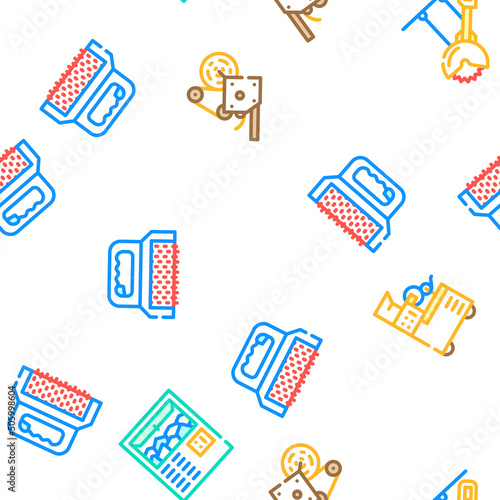 Meat Factory Production Equipment Vector Seamless Pattern Color Line Illustration
