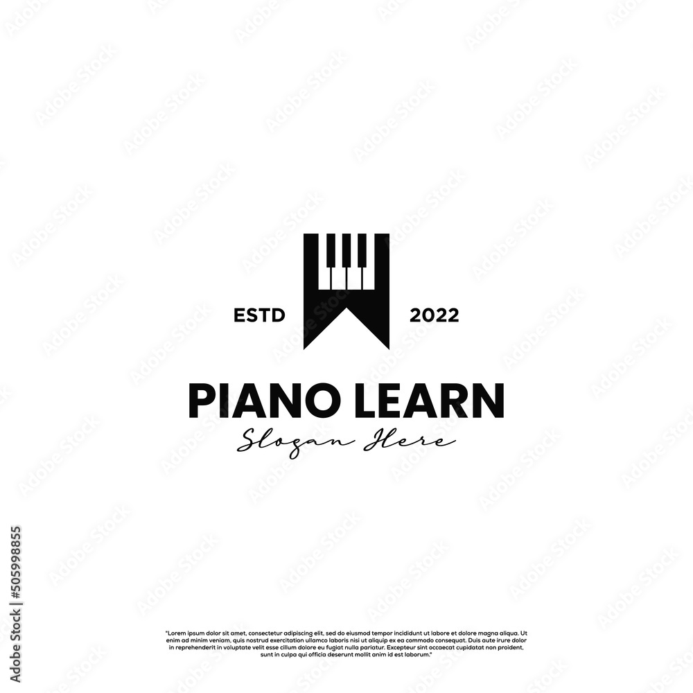 piano learning logo, piano learn logo, piano school logo, piano with book logo concept piano learning logo, piano learn logo, piano school logo, piano with book logo concept