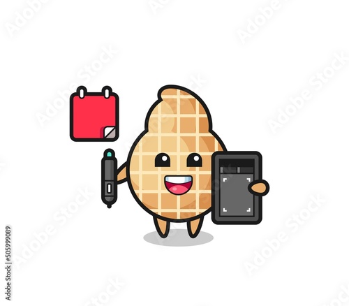 Illustration of peanut mascot as a graphic designer