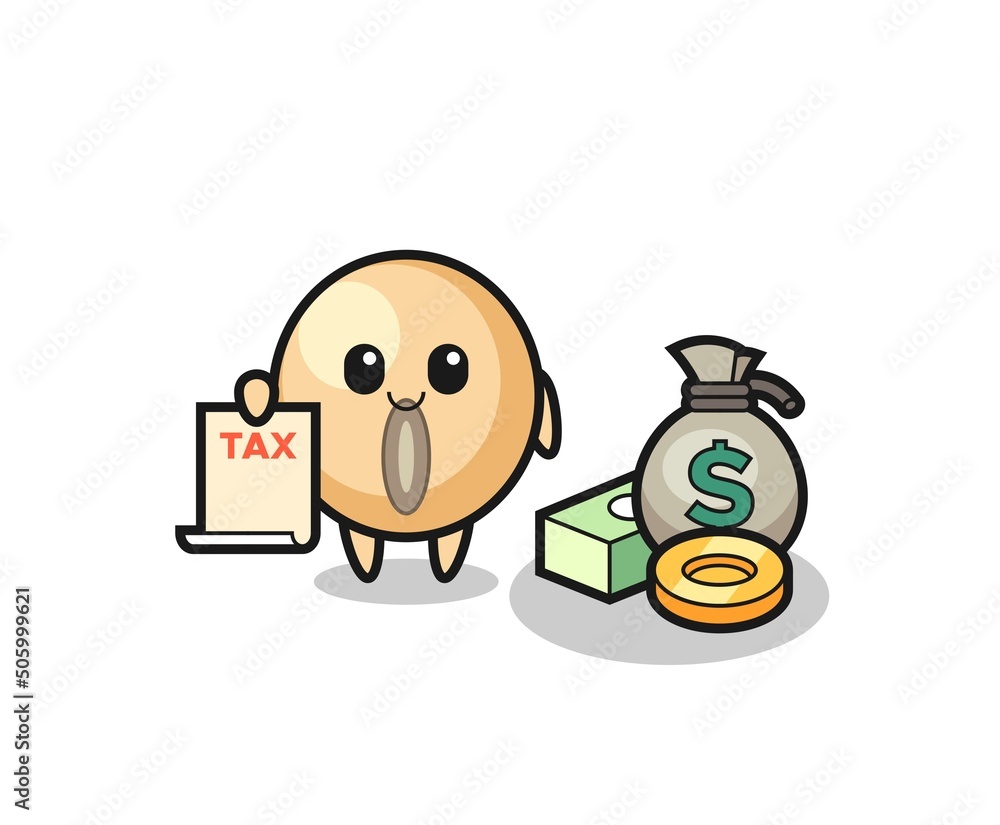 Character cartoon of soy bean as a accountant Character cartoon of soy bean as a accountant