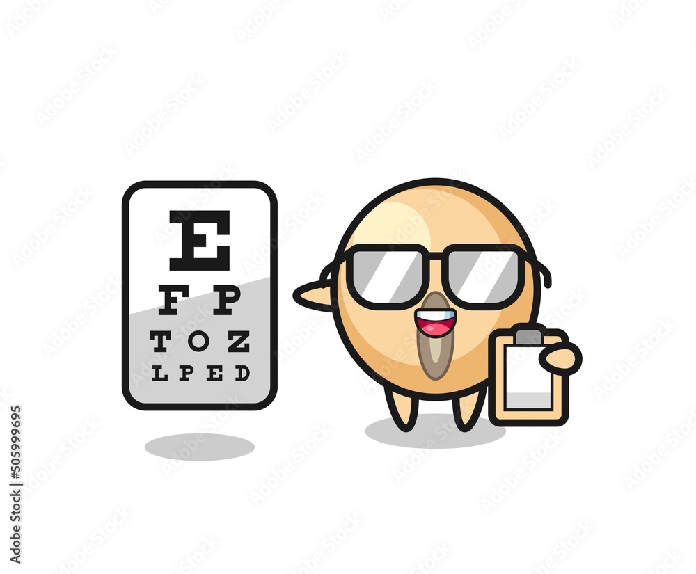 Illustration of soy bean mascot as an ophthalmology
