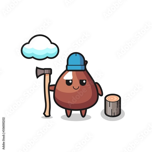 Character cartoon of choco chip as a woodcutter