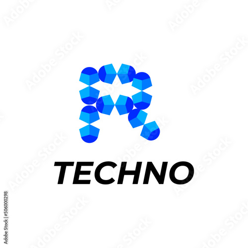 letter r corporate modern tech logo identity