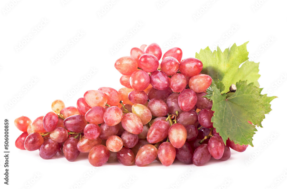 red grape with leaves isolated on white red grape with leaves isolated on white