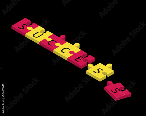 success in jigsaw puzzle to achieve goal concept