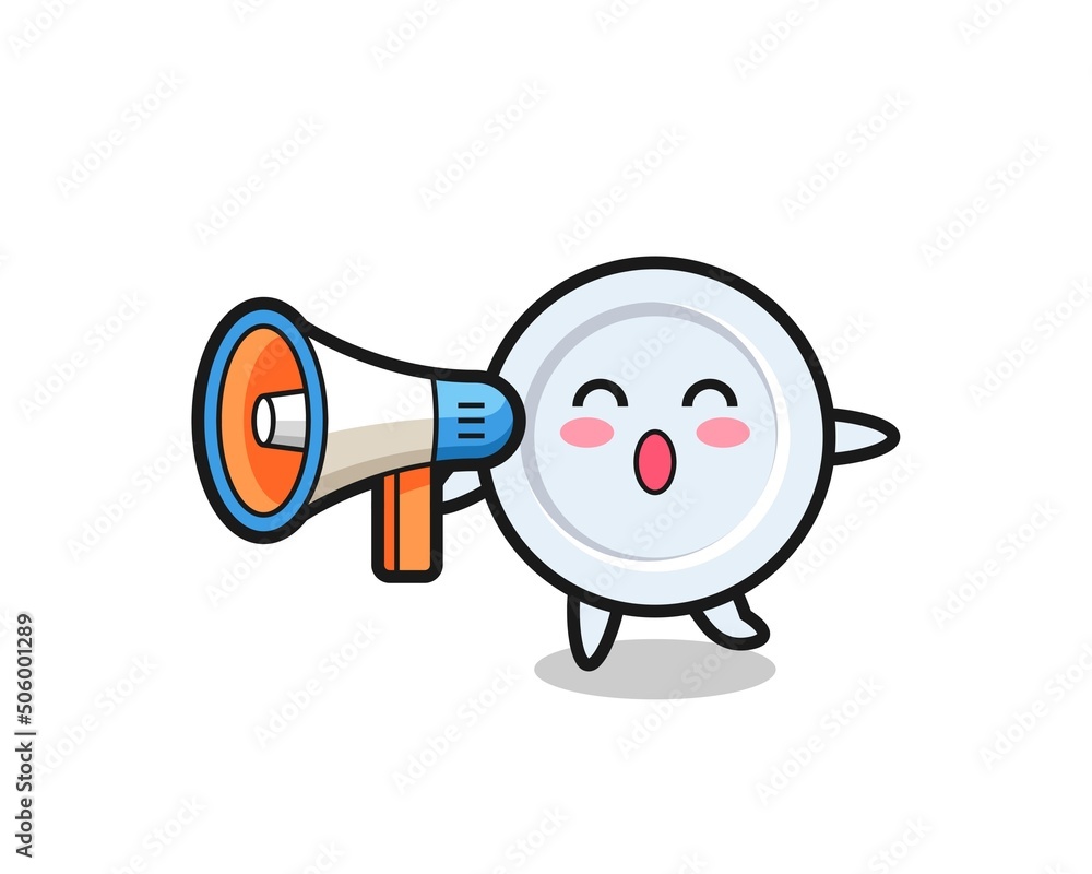 Fototapeta premium plate character illustration holding a megaphone