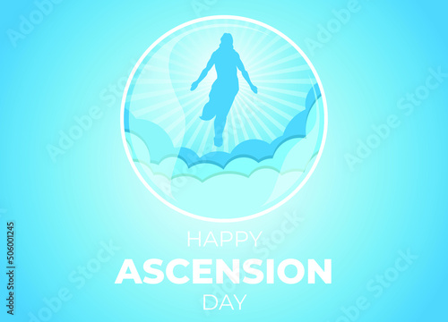 An illustration of the ascension day of Jesus Christ. Vector illustration. Happy Ascension Day vector illustration background. Cross on the blue sky element. Vector Eps 10.