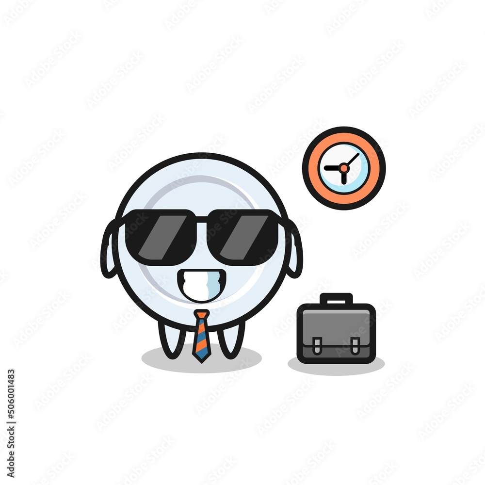 Cartoon mascot of plate as a businessman Cartoon mascot of plate as a businessman