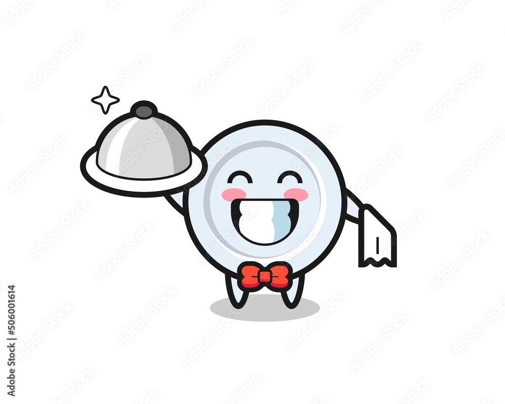 Character mascot of plate as a waiters