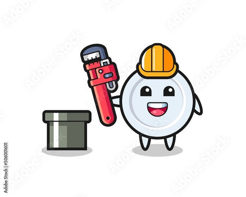 Character Illustration of plate as a plumber