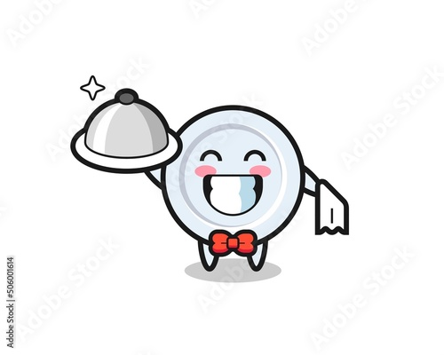 Character mascot of plate as a waiters