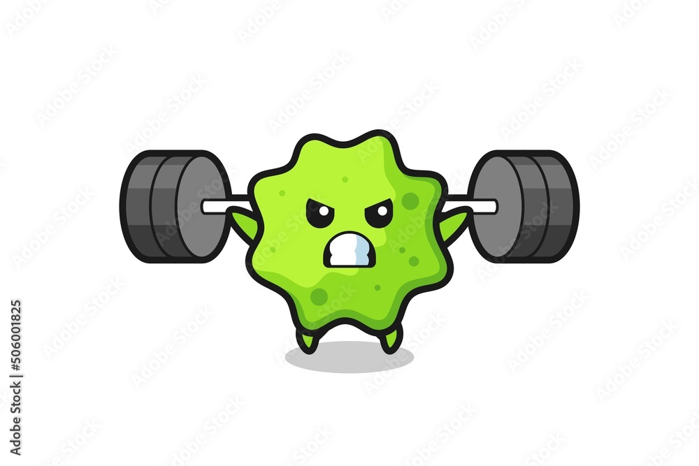 splat mascot cartoon with a barbell splat mascot cartoon with a barbell