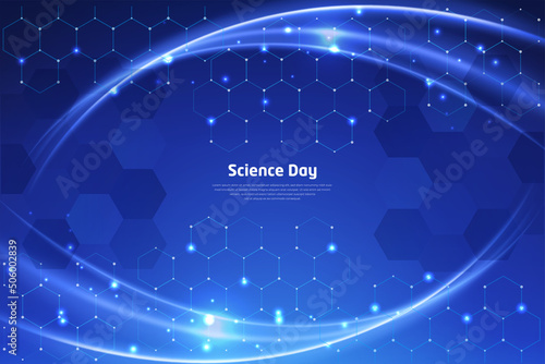 Celebration world science day design background with technology  and geometric elements vector.