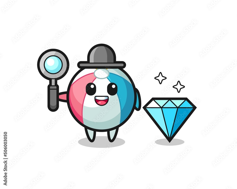 Illustration of beach ball character with a diamond Illustration of beach ball character with a diamond
