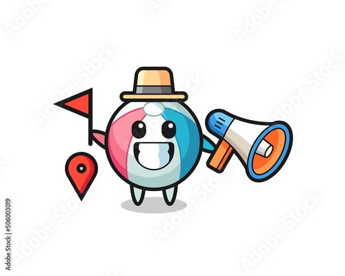 Character cartoon of beach ball as a tour guide