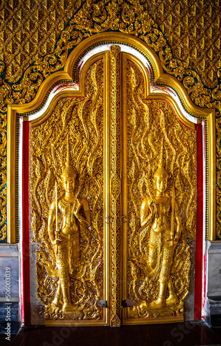 Wat Chantaram and Wat Tha Sung temple, Crystal Sanctuary 100 m long, in Uthai Thani, Thailand photo