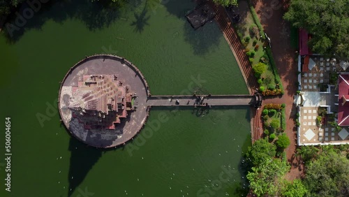 Aerial view of Wat Huai Kaeo or Wat Huay Kaew pagoda temple in Lopburi,Thailand photo