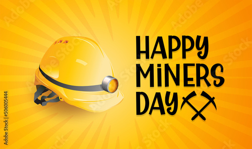 Happy miners day, work safety, safety equipment  vector design