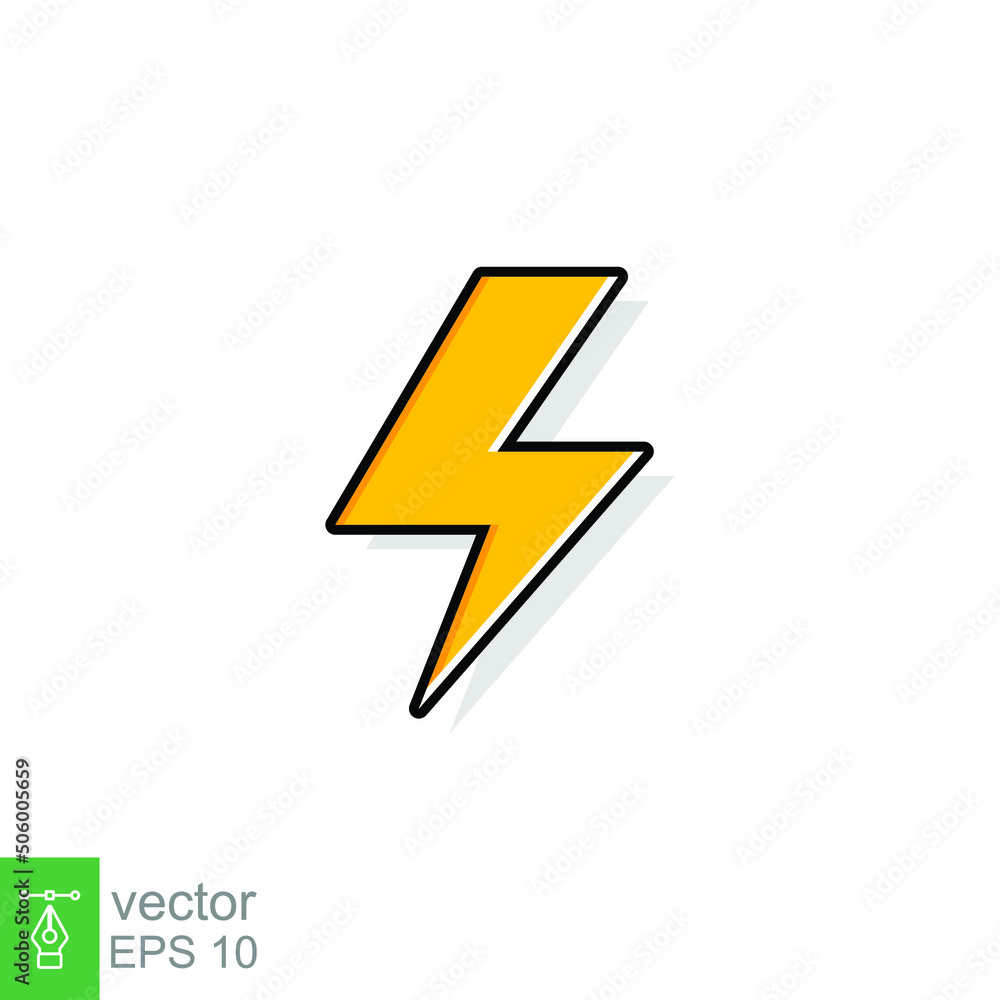Thunder and bolt lighting flash icon. Flat style on white background. Vector illustration isolated. EPS 10. Thunder and bolt lighting flash icon. Flat style on white background. Vector illustration isolated. EPS 10.