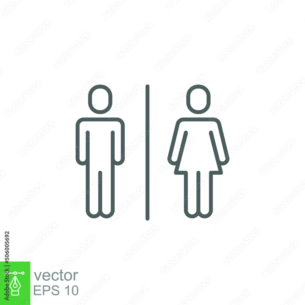 Toilet restroom sign icon. Public navigation symbol. Simple outline style. Vector illustration isolated on white background. EPS 10 Toilet restroom sign icon. Public navigation symbol. Simple outline style. Vector illustration isolated on white background. EPS 10