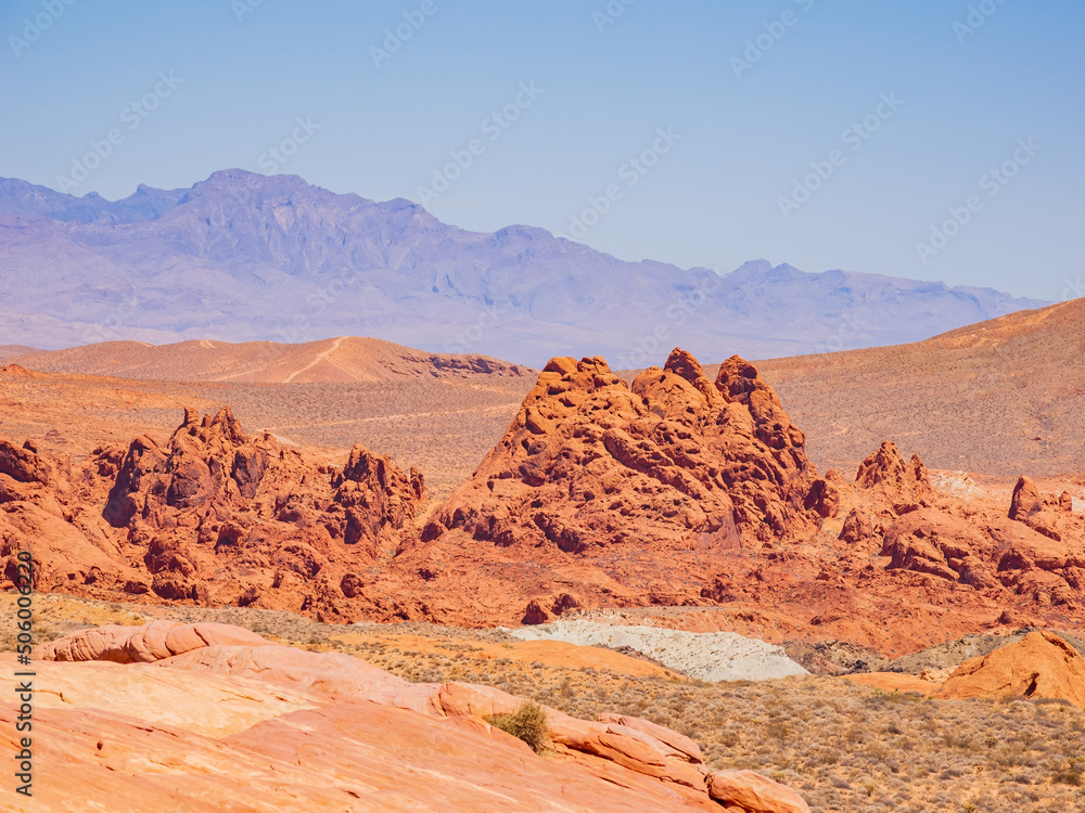 Sunny view of the landscape of Valley of Fire State Park Sunny view of the landscape of Valley of Fire State Park