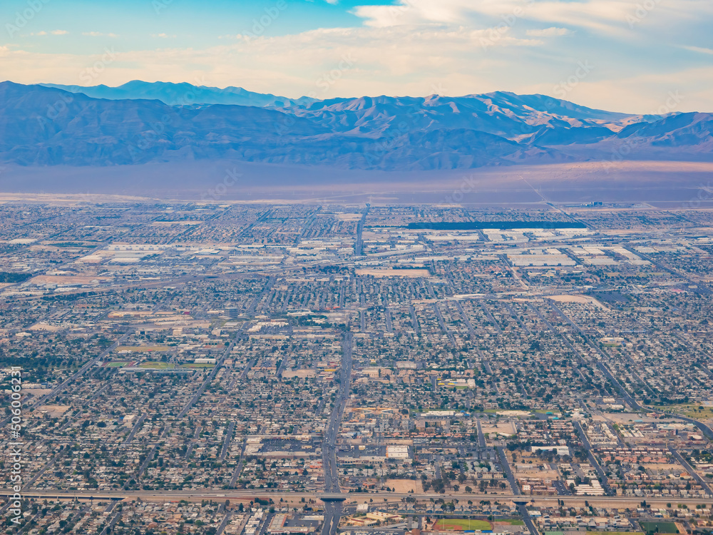 Afternoon aerial view of the Las Vegas cityscape