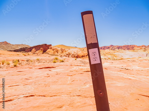 Sunny view of an electirc wall plug stick in Valley of Fire State Park photo