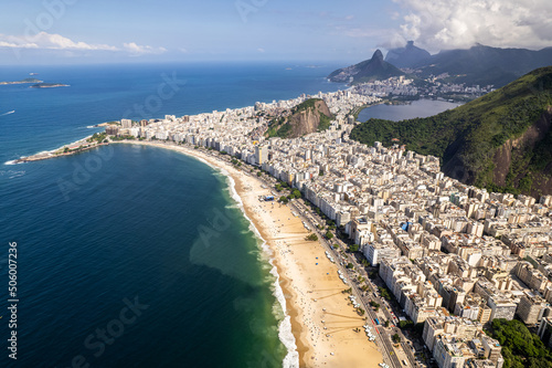 Copacabana Beach, Rio de Janeiro, Brazil. Summer travel destinations. Aerial view.