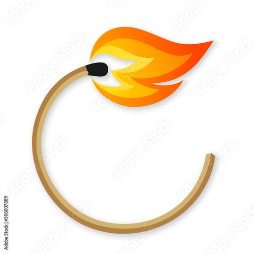 The round symbol of a burning flame with a match.