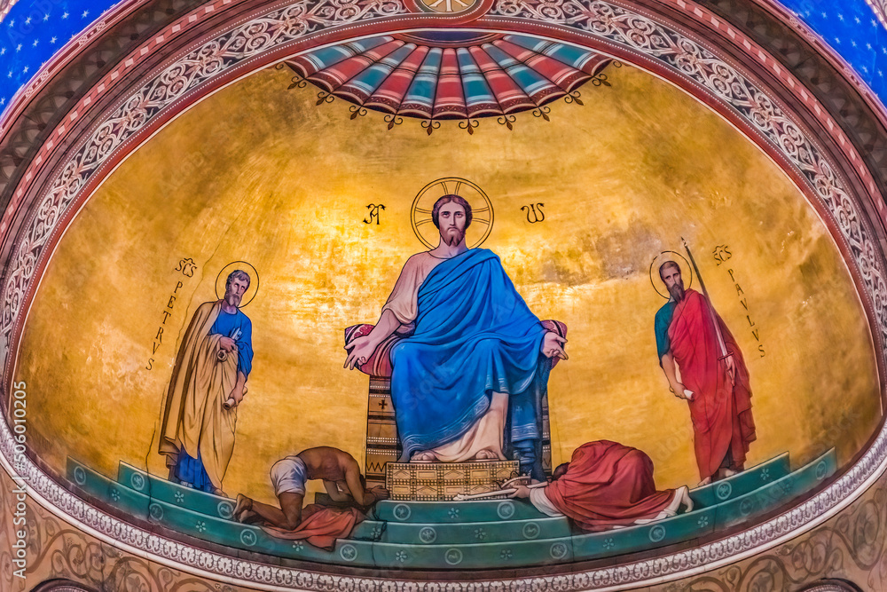 Jesus Christ Fresco Saint Paul Church Nimes Gard France
