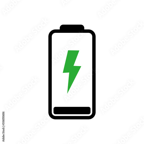 Battery charging icon on white background.