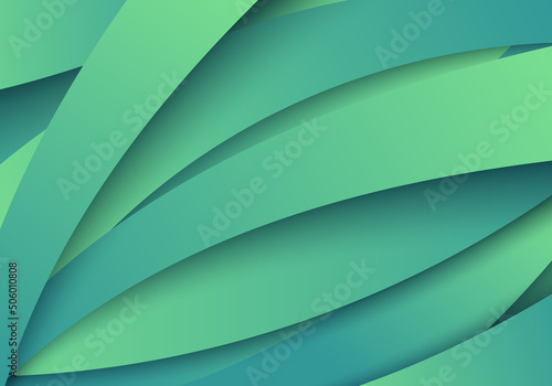 Abstract 3D green curved stripes pattren overlapping layer background