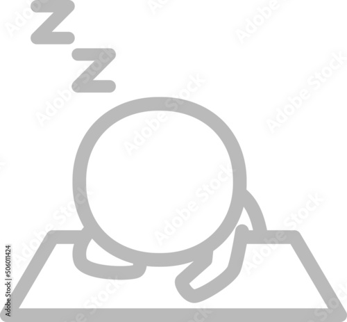机に顔を伏せてうたた寝する人物