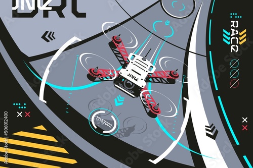Modern innovative drone in race